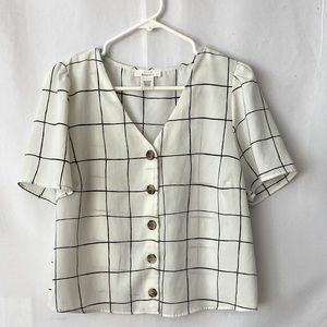 Boho Short Sleeve Black and White Top